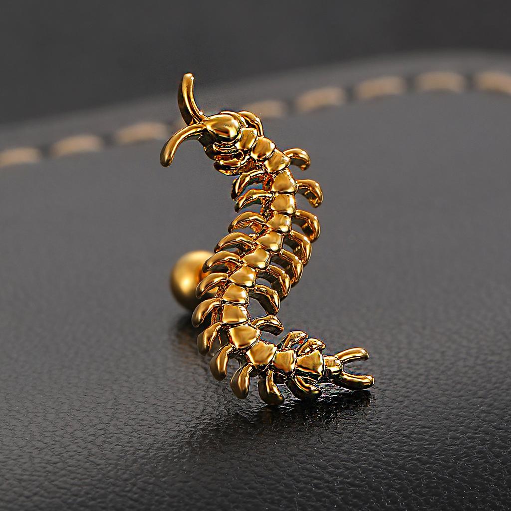 A Personalized Stainless Steel Centipede Earring, Trendy Men's and Women's Hip-hop Rock Avant-garde Jewelry Ear Studs