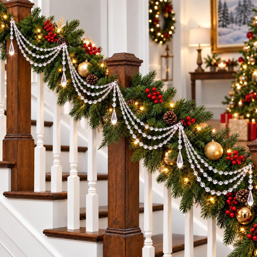 Clear Christmas Tree Hanging Pendant Crystal Bead Christmas Tree Garland Holiday