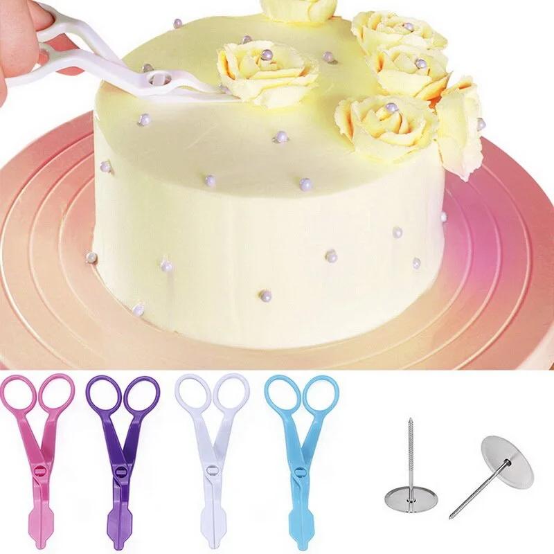2 Stück/Set Spritzbeutel Blumenschere Nagelsicherheit Rosen Dekor Heber Fondant Kuchen Dekorierplatte Creme Transfer Backen Gebäckwerkzeuge