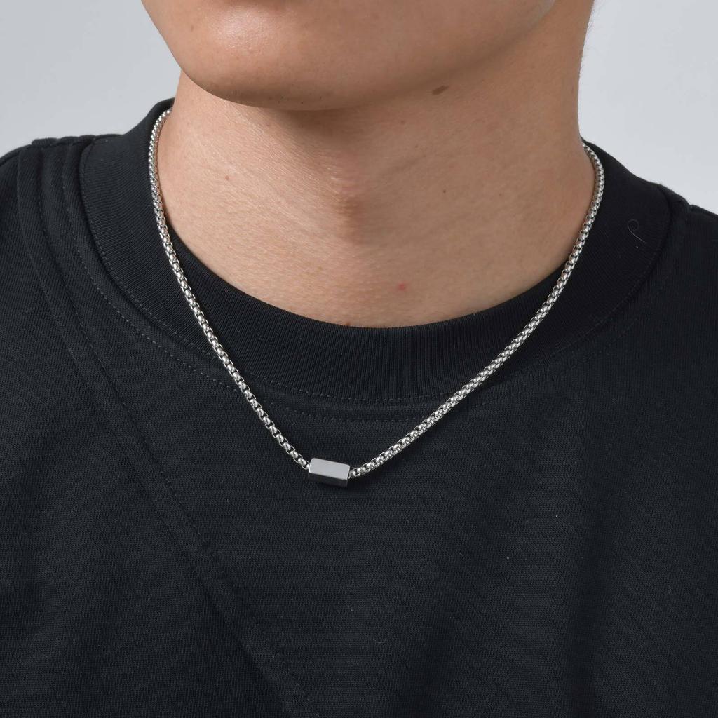 Vnox Stainless Steel Box Chain Necklace for Men, Geometric Square Adjustable Metal Neck Chain, Fashion Casual Hip Hop Jewelry