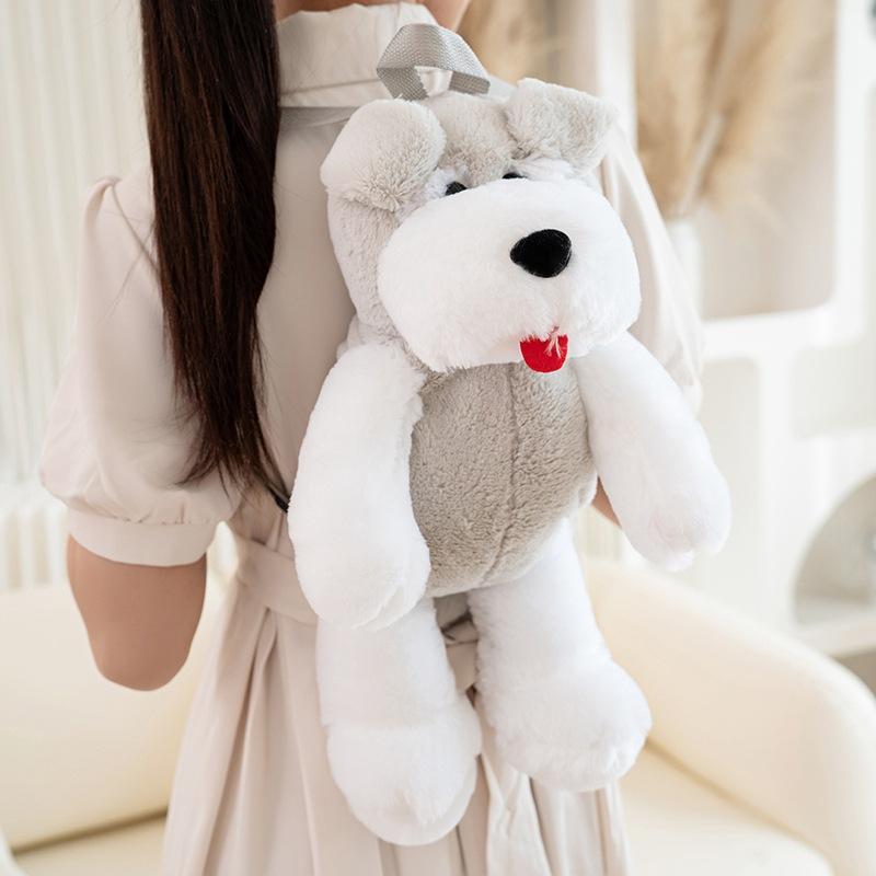 Cartoon Simulation Schnauzer Backpack Plush Toy Puppy Dog Doll Girls Messenger Bag Children'S Doll