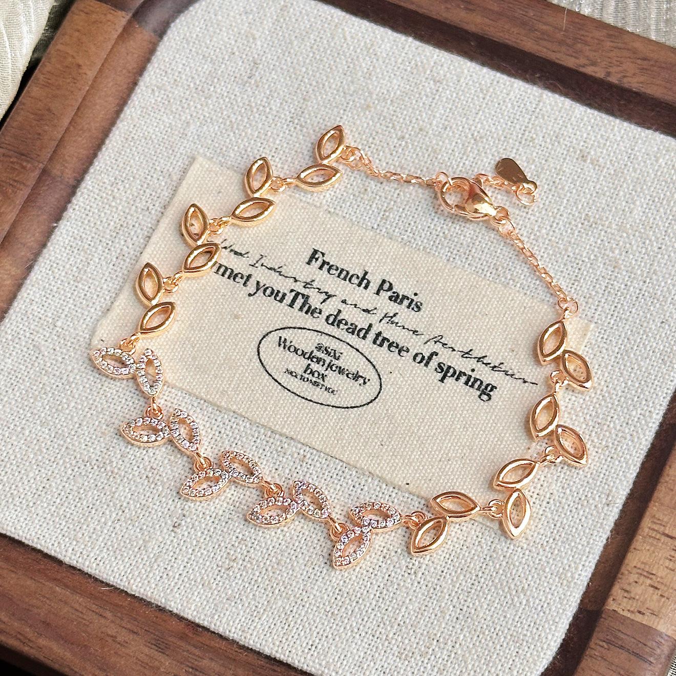 Popular champagne gold micro-inlaid super flash zircon wheat ear bracelet high-end jewelry