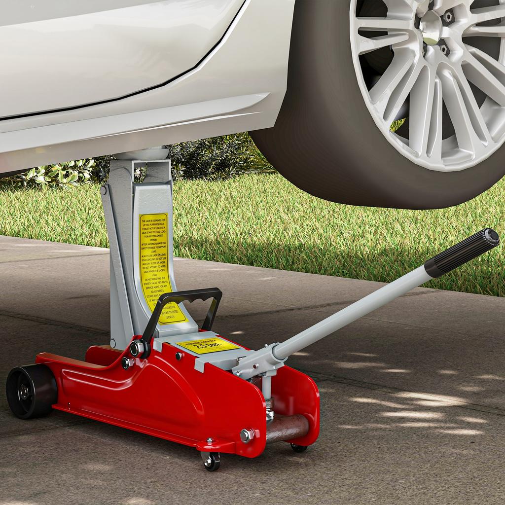 Low Profile Jack, Hydraulic Racing Floor Jack, 8-38cm Lifting Range, 2.5 Ton Capacity, Red