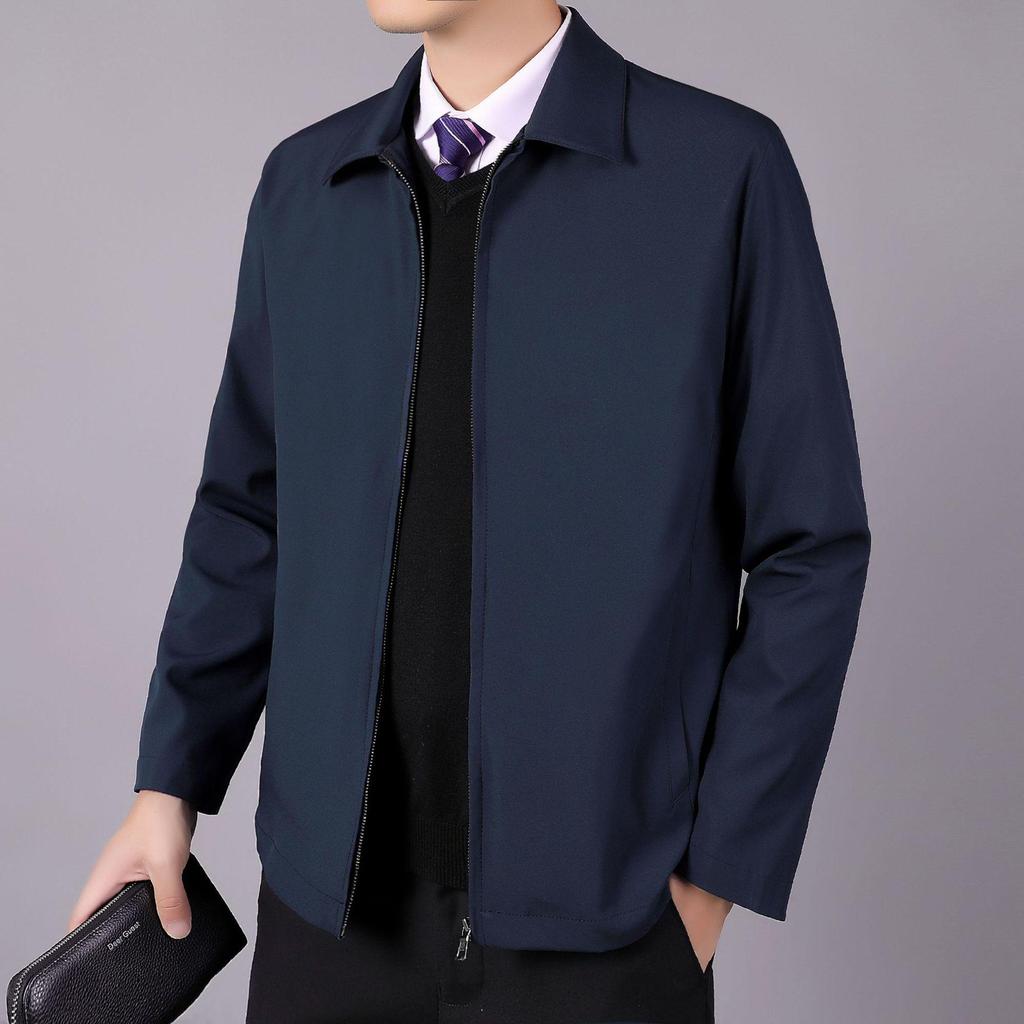 2023 Men's Spring Casual Business Jacket - Middle-Aged Fashion Trend, Turn-Down Collar