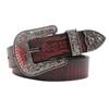 Western Style Design Belt, First Layer Cowhide Embossed Style, Rhinestone Belt