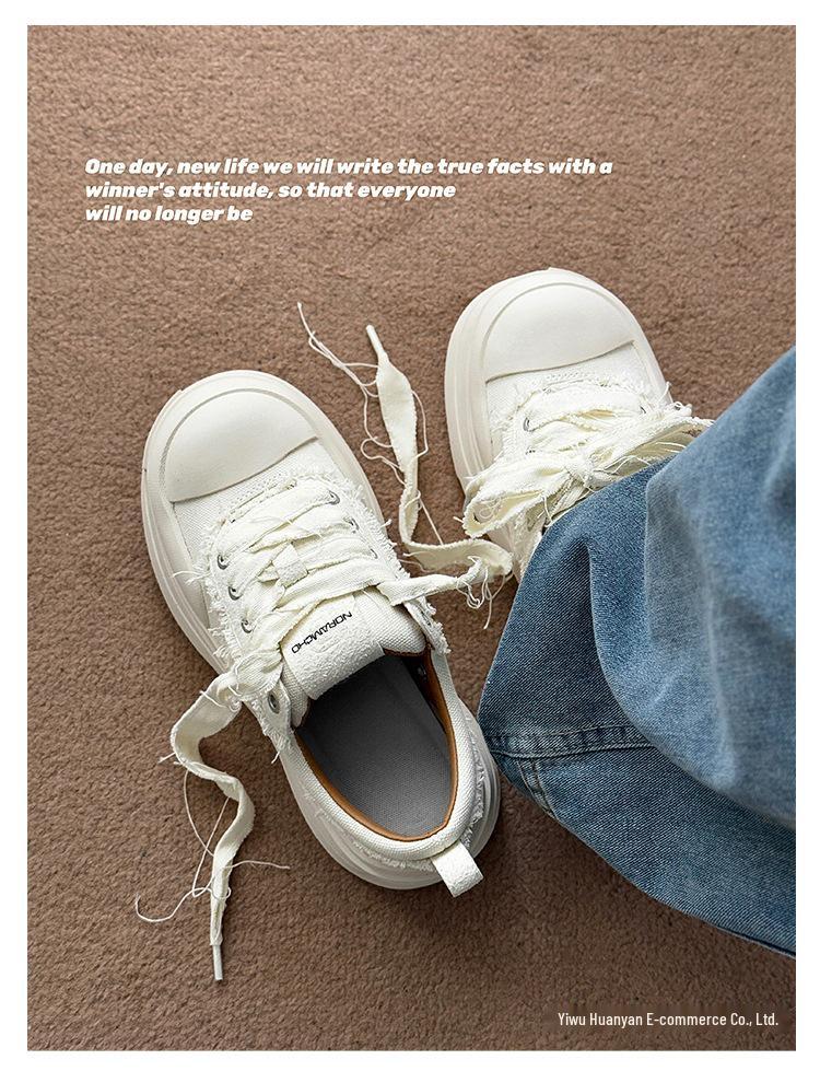 Mickey Men's Height-Boost Thick Sole Casual Canvas Skate Shoes 2025 - Trendy, Versatile High Street Sneakers for Couples.