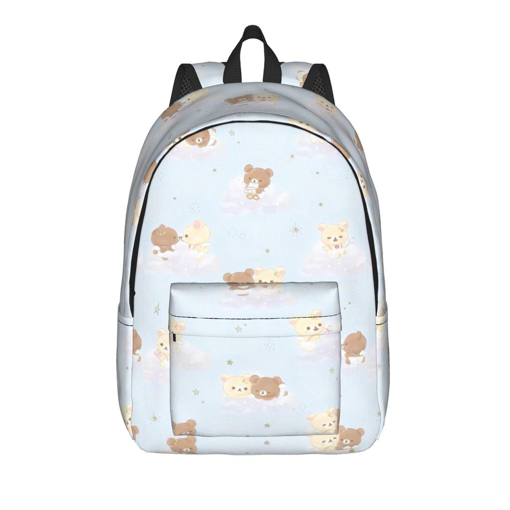 Pink Rilakkumas Cartoon Backpack for Men Women Teenage Student Work Daypack Laptop Canvas Bags Durable