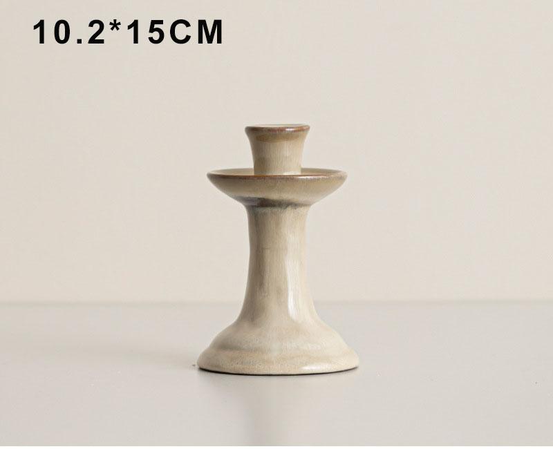 Wabi Sabi style kiln transformed bamboo ceramic candle holder (Brown,10.2*15cm) коричневый