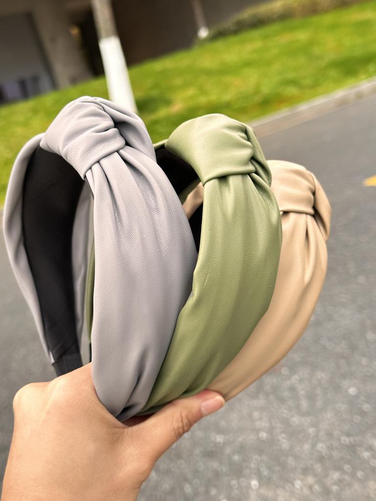 Retro Pu Leather Knotted Headband for Women, Fashionable Wide-Brimmed Simple Pure Color Headband, Daily Face Wash and Hair Accessories