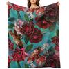 Turquoise Vintage Summer Roses Garden Throw Blanket decorative anime Plush Soft Plush Plaid Blankets