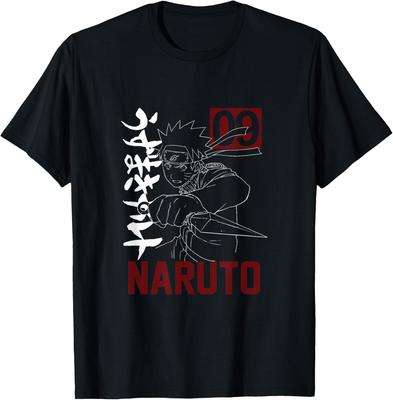 Naruto T-Shirt For Unisex - Anime Graphic With Kunai Kanji Design - Black, Short Sleeve S-6xl