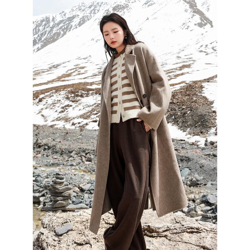 

Женское шерстяное пальто Sancai большого размера двубортное длинное XL (170/96B)