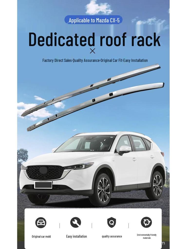 Mazda CX-5 Roof Rack 2017-2022, Silver Aluminum Alloy Screw-On Type