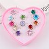 Adjustable Kids Diamond Artificial Gem Ring Jewelry Heart Crystal Finger Ring for Children Girls Birthday Party Gift