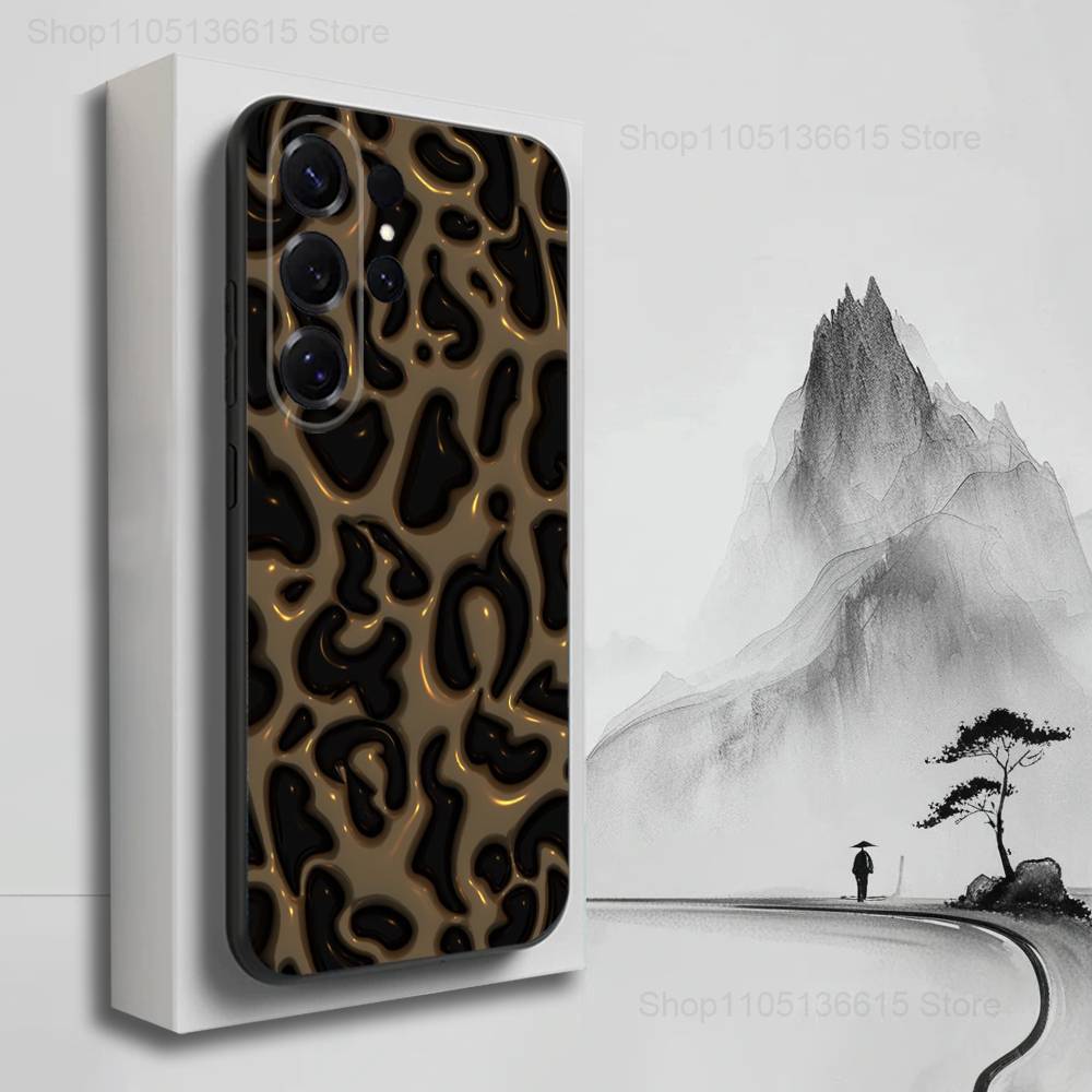 Luxury Leopard Fashion Print Case For Samsung S22,S21,S9,S25,S24,S23,Ultra,FE,S20,S10,Plus,Lite,Soft Silicone Black