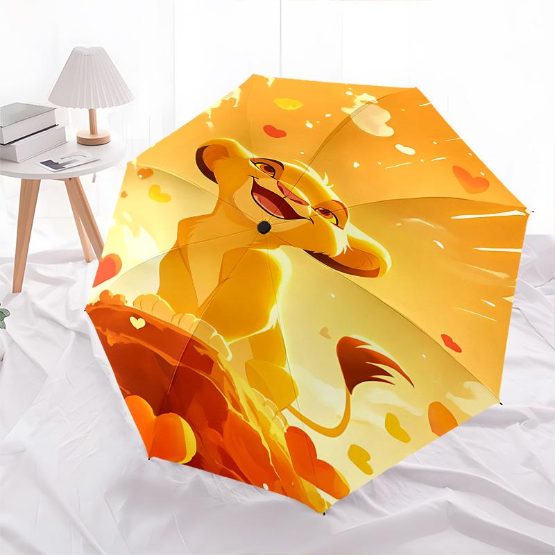 Lion King, Simba Themed Automatic Opening and Closing Umbrella, Brightly Colored 8-rib Portable Umbrella, Suitable for Men and Women, A Perf