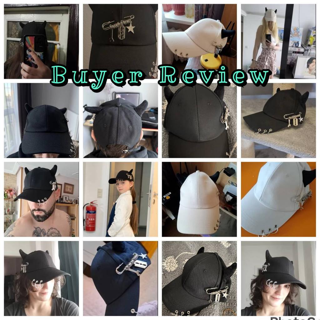 Baseball Cap Hat Iron Ring Cow Horn Spring Summer Autumn Punk Hip Hop Rock Adjustable Unisex Men Women Outdoor Casual Cotton Snapback