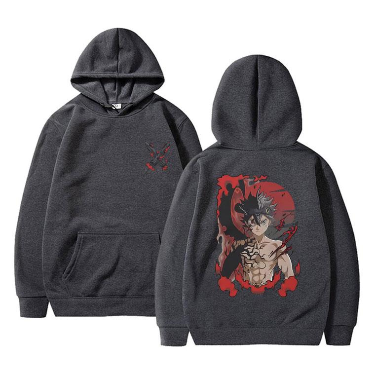 Japonské anime Black Clover Print Mikina s kapucí Manga Asta Grafika Mikiny s dlouhým rukávem Unisex Dámská Móda Ležérní mikina oversized