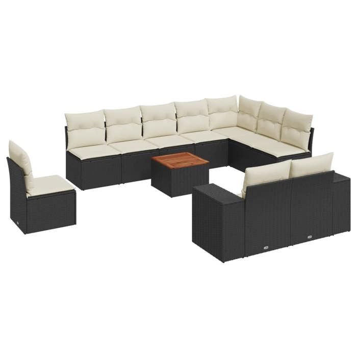 VidaXL Garden Lounge Set with Cushions 11 Pcs, Patio Sofas, Furniture Set, Outdoor Terrace Furniture, Black 3257827
