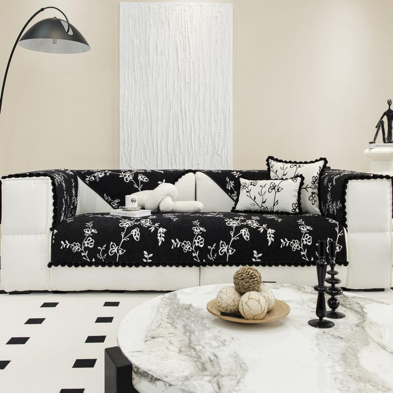 Chenille Sofa Cushion Fur Ball Sofa Cover Four Seasons Universal Ins Wind Flower Vine Sofa Slipcover Cover Cloth