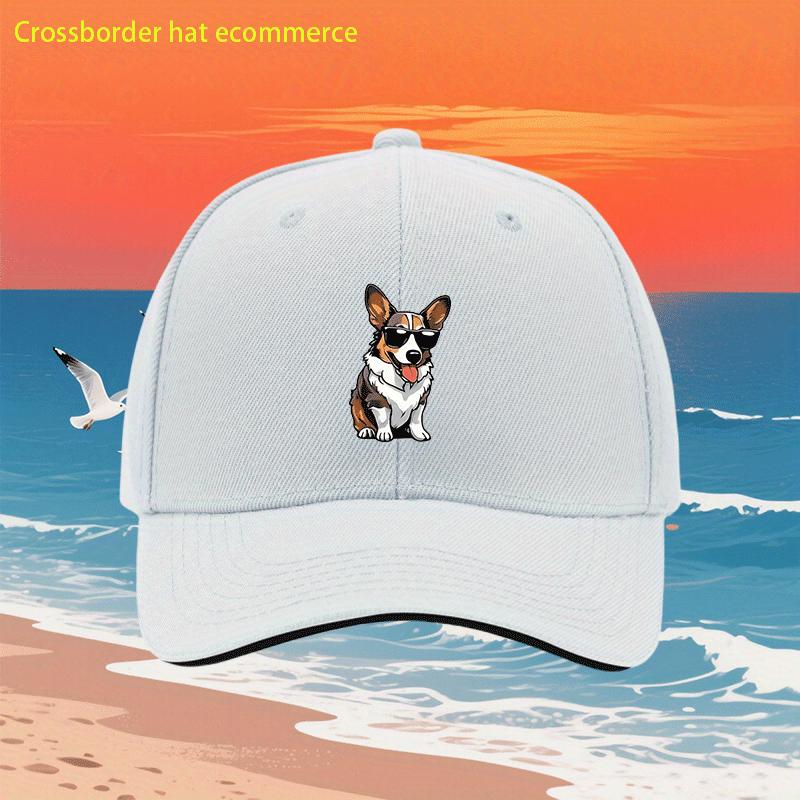 Cool Corgi Sunglasses Print Baseball Cap Unisex Polyester Adjustable Casual Beach Summer Hat