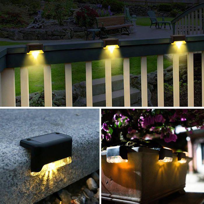 Waterproof IP65 Outdoor Solar Light - - Warm LED Lighting - For Fence, Staircase, Terrace - Set of 12 Pieces Black