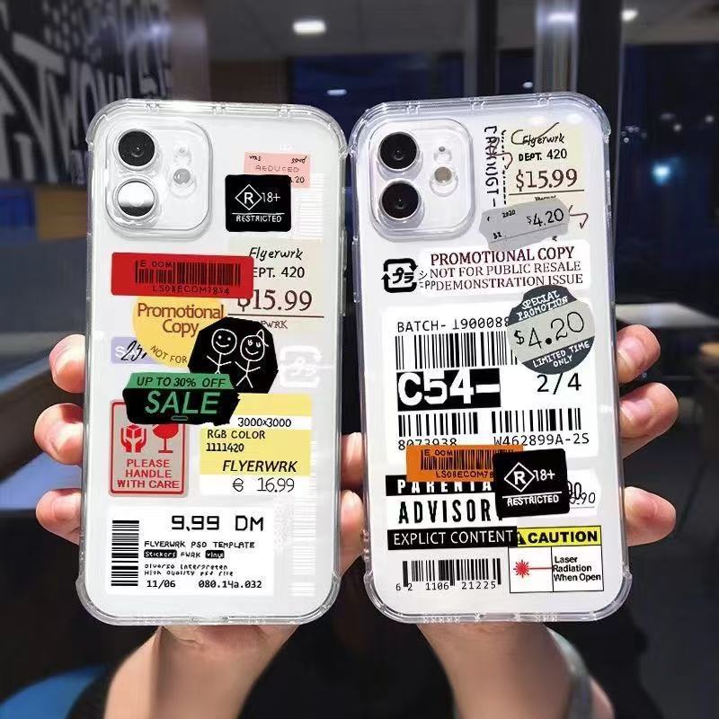 English label applicable iphone17promax mobile phone case transparent apple 15 anti-drop 14pro Europe and America 13/16