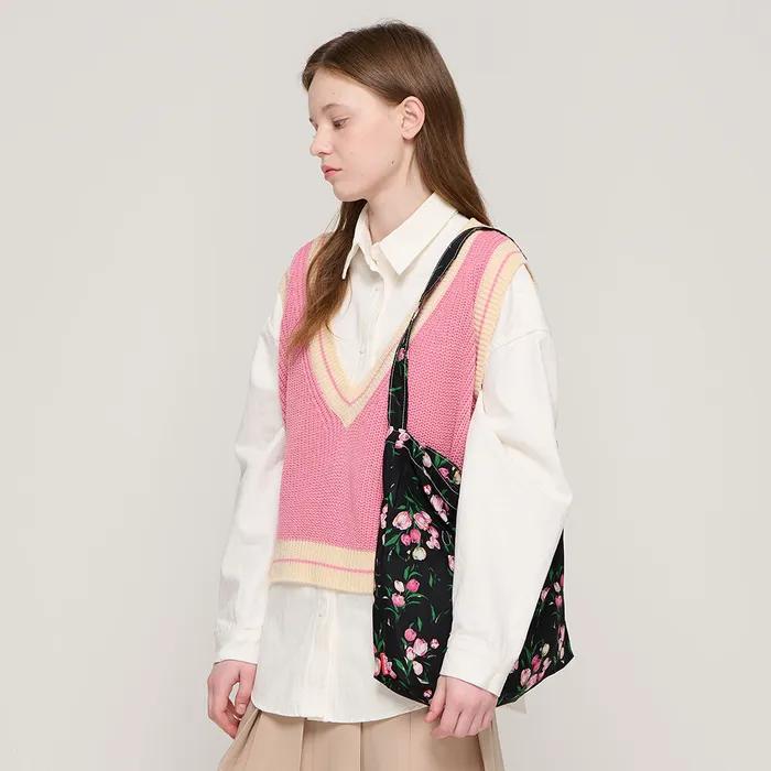 Flower Shoulder Eco Bag (Black)