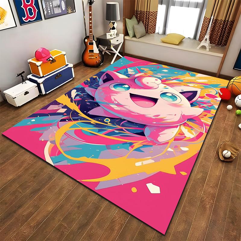 "Pink Cartoon Character Carpet with Vibrant Abstract Colors Design" Suitable for Use As an Anti-slip for Living Room Bedroom Sofas