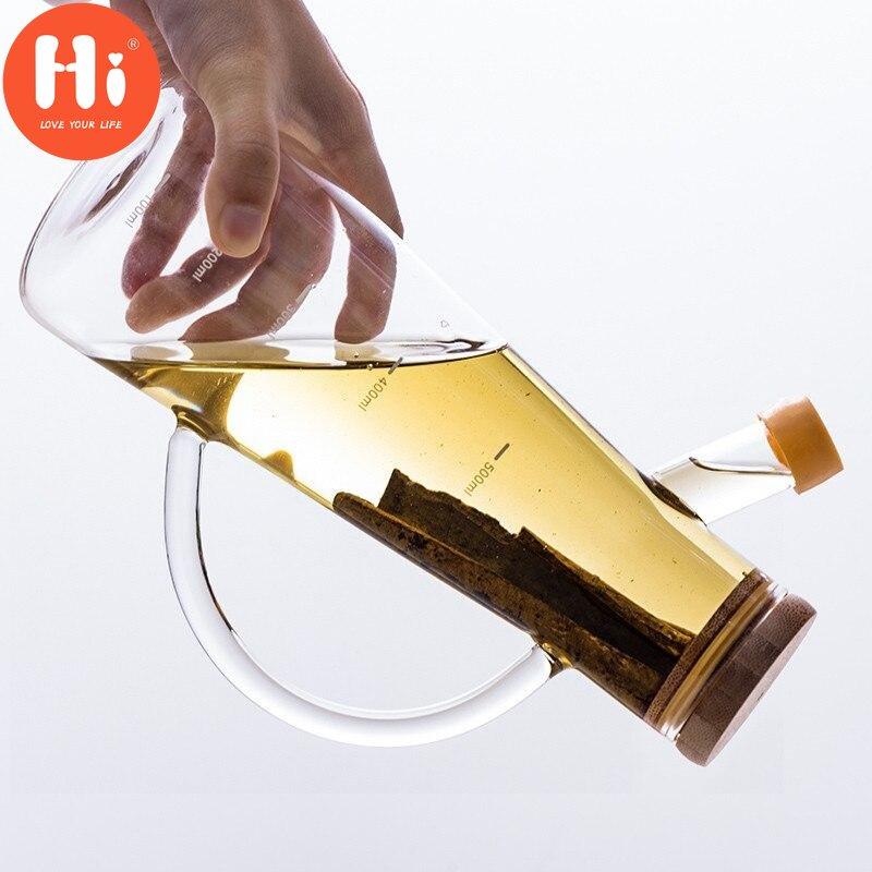 Hi Transparent Oil Bottle with Handle and Scale Heat-resistant Kitchen Tools Soy Sauce Vinegar Container