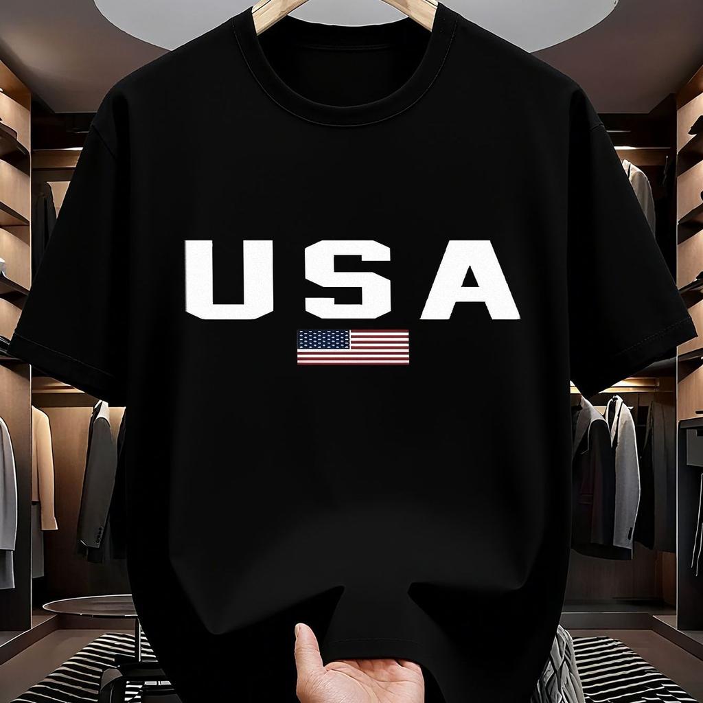 American Style Capital Letter Unisexs TShirt Simple Black Background Cool Letter Design Fashionable Casual ShortSleeved Shirt