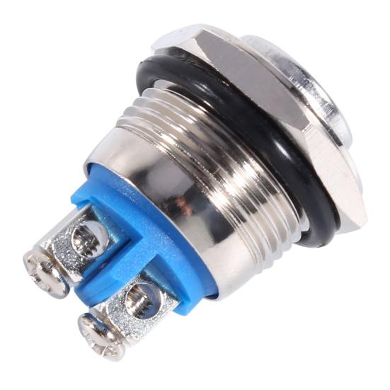 12V 16mm vodotěsný kovový spínač s okamžitým stisknutím tlačítka pro auto, ZAP/VYP klakson