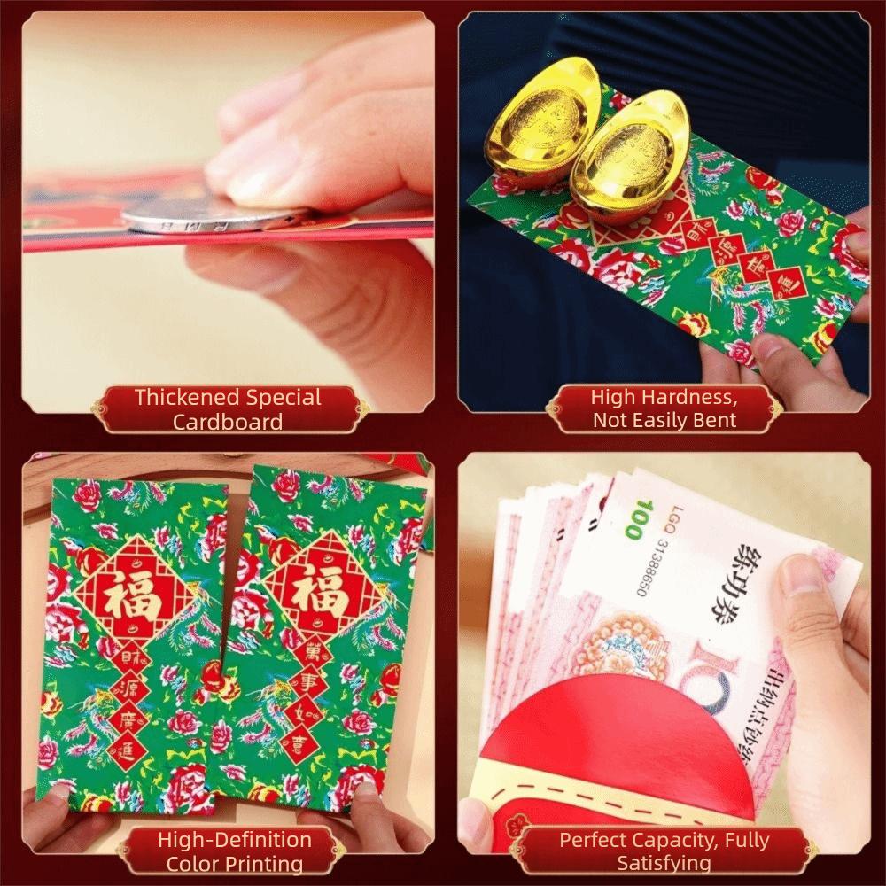 6Pcs Chinese Style 2026 New Year Red Envelope Paper Lucky Money Bag Red Pocket Lunar New Year