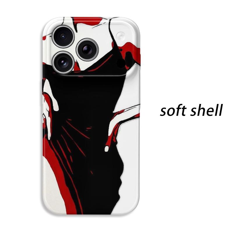 Dynamic Red Black White Abstract Fluid Marble Swirl Art Film Aesthetic Protective Shockproof Bumper Case Cover For iPhone 14 15 16 Pro Max Plus IPHONE17PROMAX