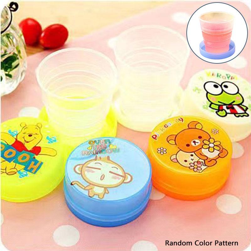 Cartoon Creative Foldable Cup Portable Plastic Travel Mug Hygienic Lightweight