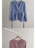 Elegant V-neck Chiffon Blouse - Women's Spring/Autumn, Waist-Slimming Tie-up, Long-Sleeve, Sweet Fairy Style