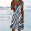 Summer Fashion Women's V Neck Short Sleeve Retro Style Printed  Dress Sex Short Skirt Dresses