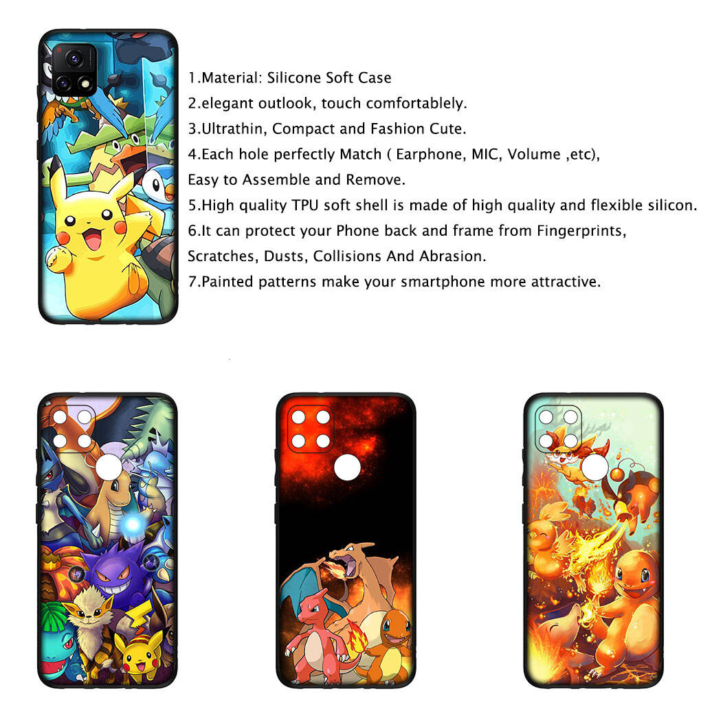 Cover for iPhone 17 16 15 Xiaomi Poco Redmi Note 14 13 12 Pro 16e Samsung Galaxy S25 S24 S23 OPPO Huawei Cartoon Charmander Pokemon Pikachu Phone Case