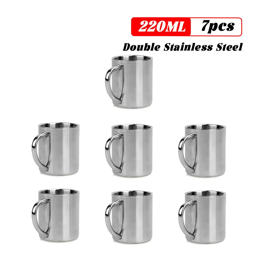 220ML Stailess Steel Mug Coffee Cup Camping Mug Metal Coffee Tea Cup Mug Portable Milk Tea Cup Tumbler Water Mug Drinking Cup