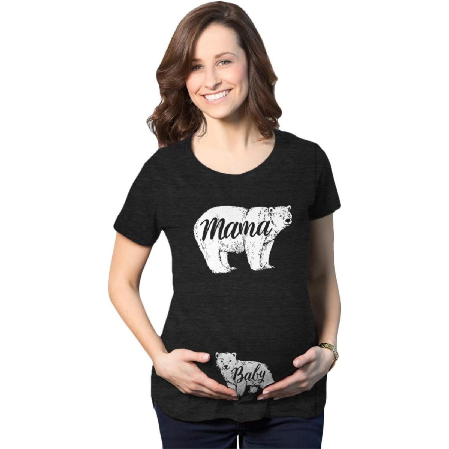 Crazy Dog Tshirts Maternity Mama Bear Baby Pregnancy Announcement T Shirt Cute Reveal Bump Tee XXXXXL разноцветный