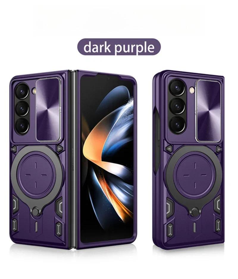 

360°Rotating Car Holder Ring Magnetic Shockproof Armor Case for Samsung Galaxy Z Fold 7 6 5 5G Slide Camera Lens Back Capa Cover Galaxy Z Fold5
