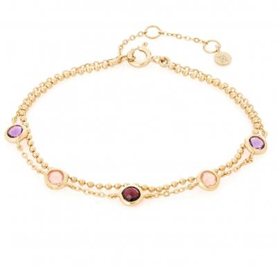 [R5619] - Multicolored Silver 'Meghan' Silver Bracelet - 5 Mm (2 Rows)