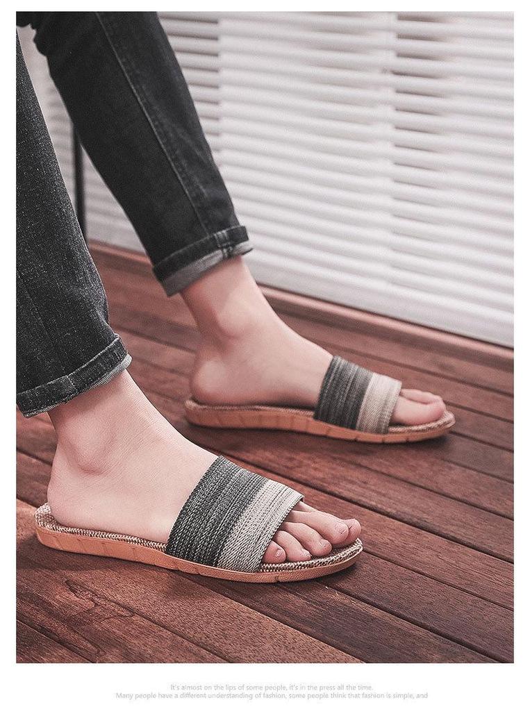 Summer Non-Slip Linen Slippers for Couples - Breathable, Odor-Free Indoor Footwear