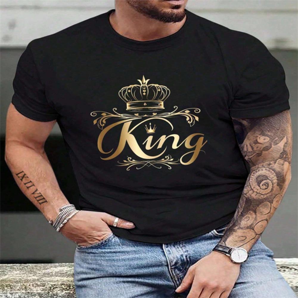 Letní Pánská Trička s Krátkým Rukávem s Módním Ležérním Potiskem 3D Vzorů Písmen s Kulatým Výstřihem