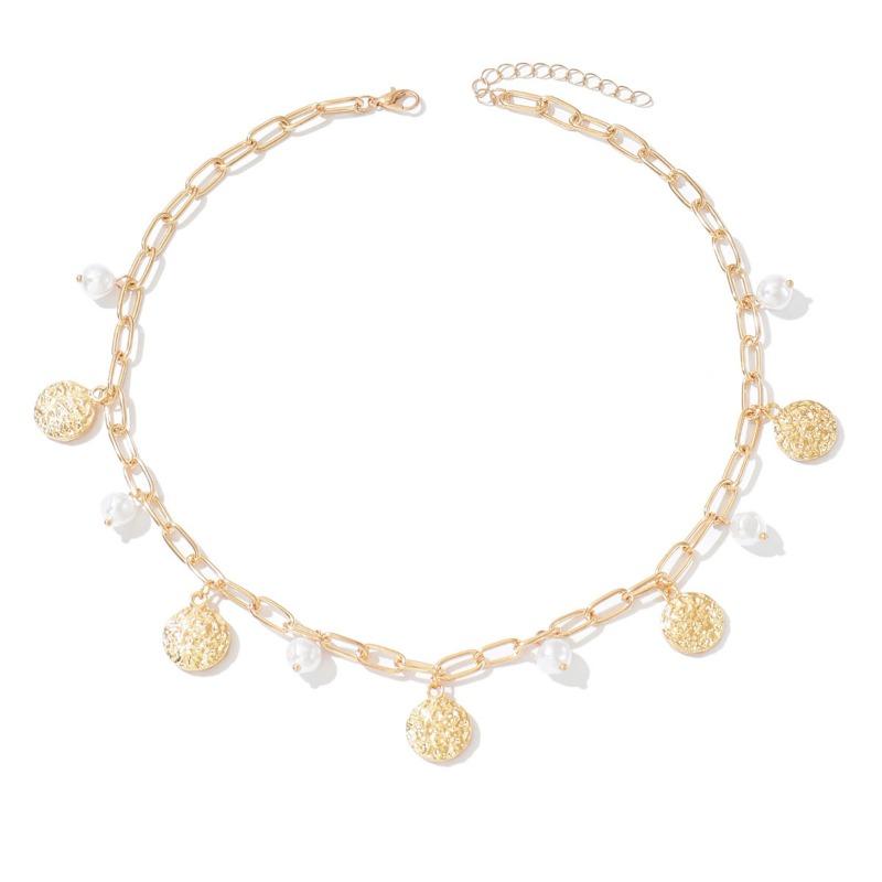 Imitation Pearl Necklace, Fashion Accessories Women's Minimalist Design Sense Round Irregular Neck Chain