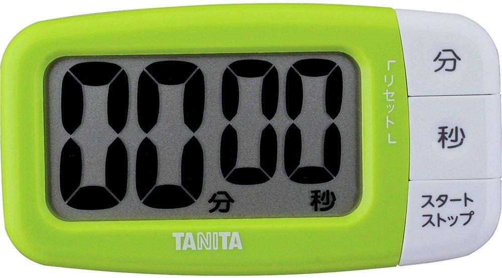 

Tanita Kitchen Study Timer with Magnet, Large Screen, 100 Minutes, Green, TD-394 GR, Large-View Timer, Fresh Green