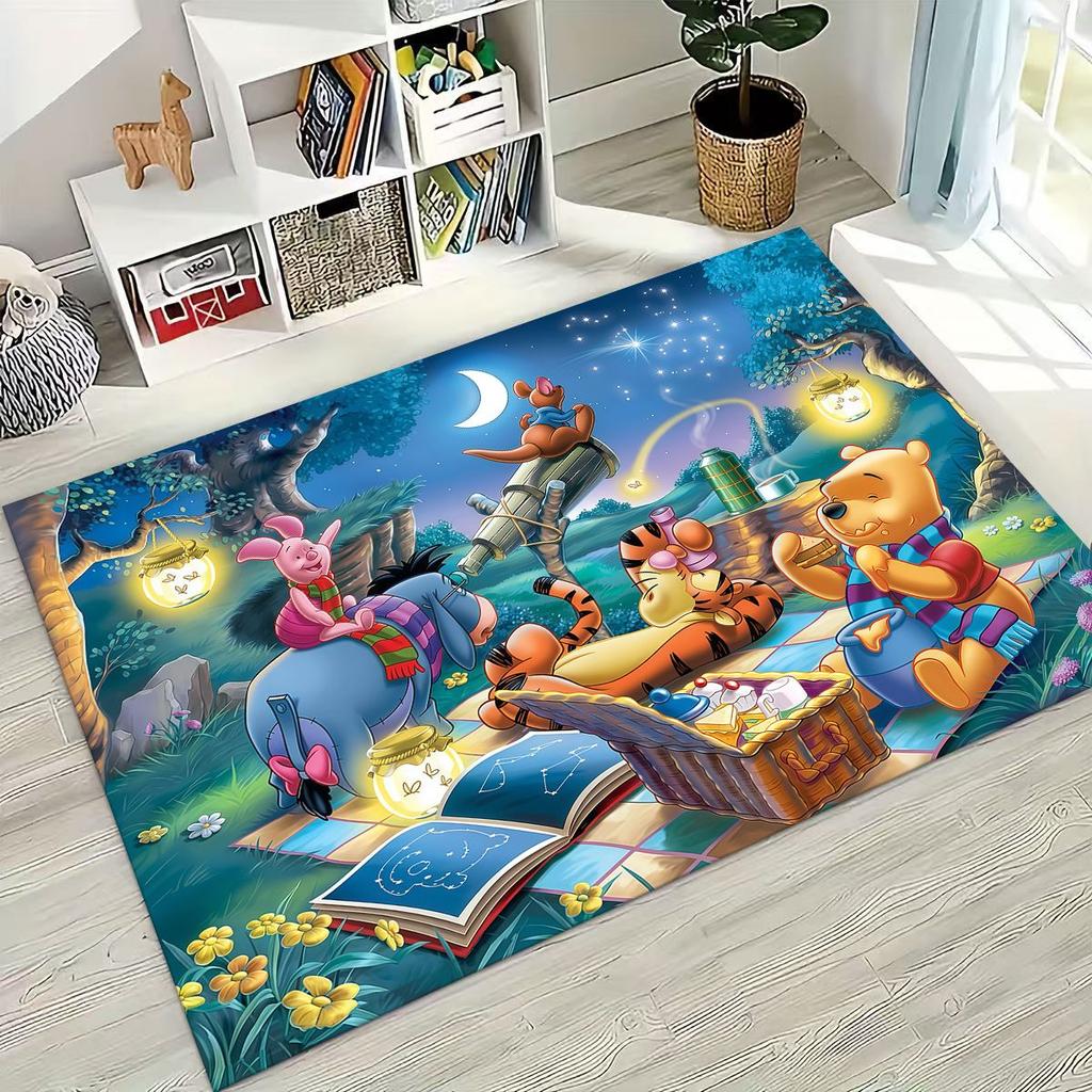 New Cute Winnie Pooh Bear Cartoon Rug for Bedroom Living Room Sofa Home Doormat Decor, Large Kids Play Non-slip Floor Mat