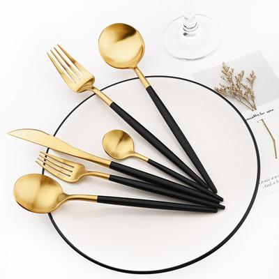 304 schwarz Gold Edelstahl Besteck Messer Gabel Löffel Geschirr Set Teelöffel Abendessen Gabel Besteck Küche Besteck Set