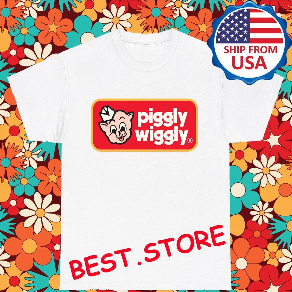 Piggly Wiggly Grocery Store Men's White Size S-5XL