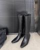 2025 Autumn New Minimalist Slope Heel Thin Versatile Square Head High Heel Boots